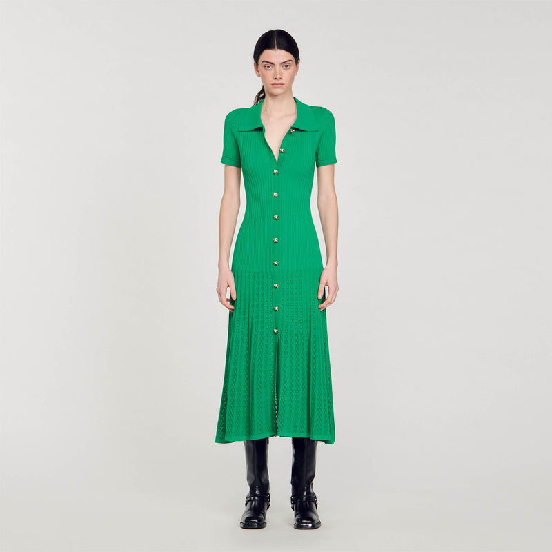 Vestido largo de punto de canalé
