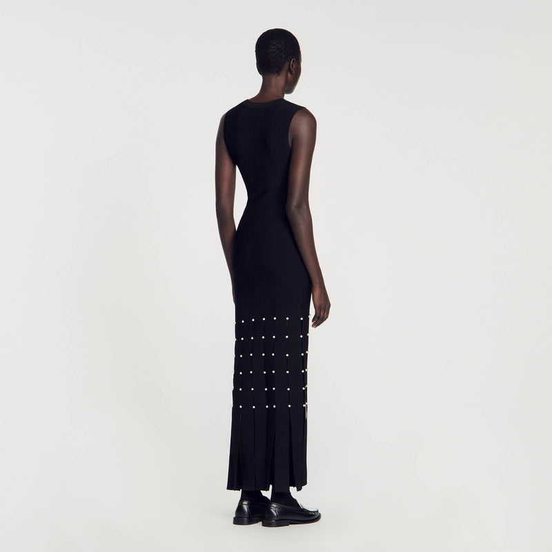 Vestido largo con flecos