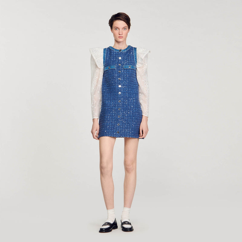 Vestido corto trapecio de tweed
