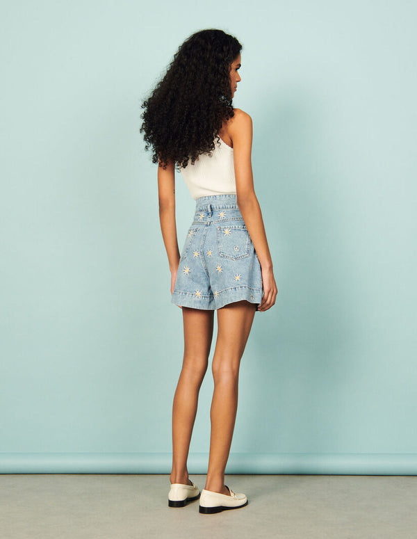 Sandro | Short de denim con motivos bordados para mujer.