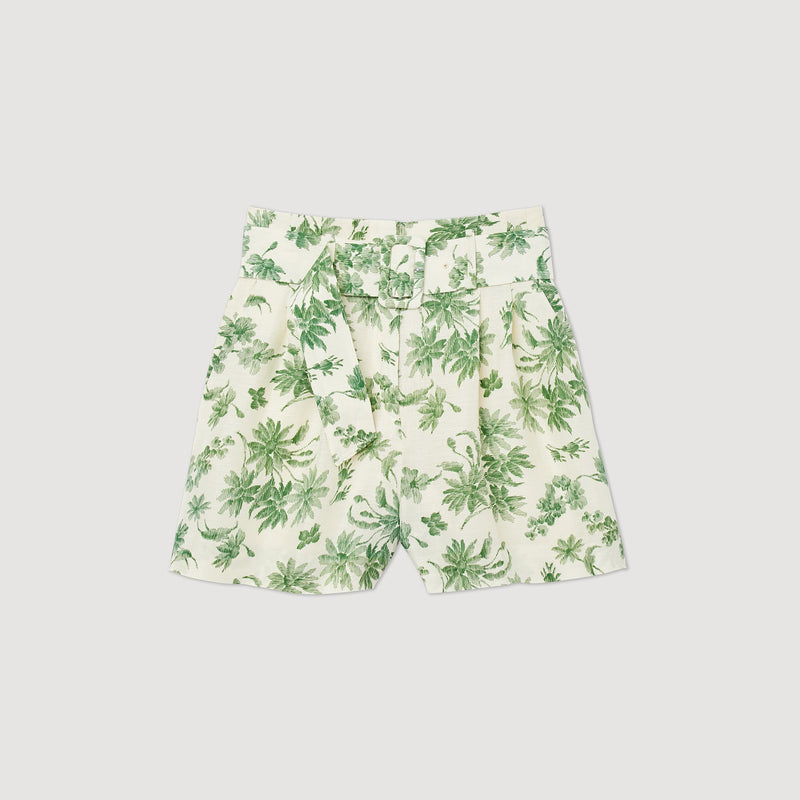 Short ancho con estampado de palmeras