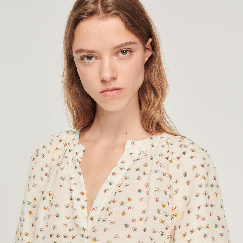 Sandro | Top amplio con estampado Fleurs d’Été para mujer.