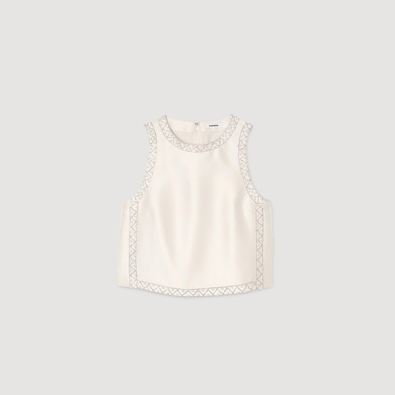 Top de raso con pedrería