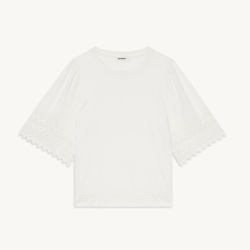 Camiseta con pasamano de encaje