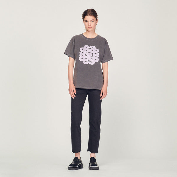 Camiseta de algodón bio, motivo doble S