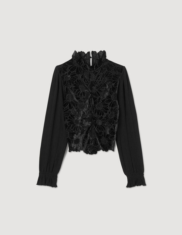Sandro | Top de guipur floral para mujer.