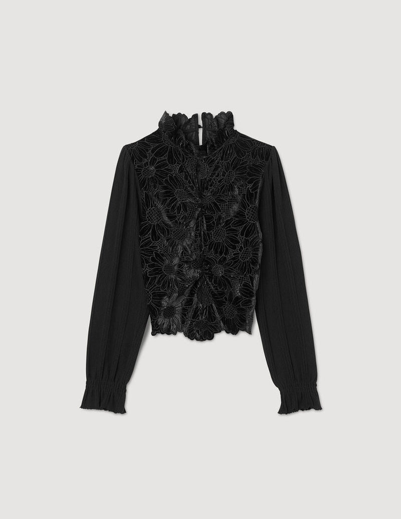 Sandro | Top de guipur floral para mujer.