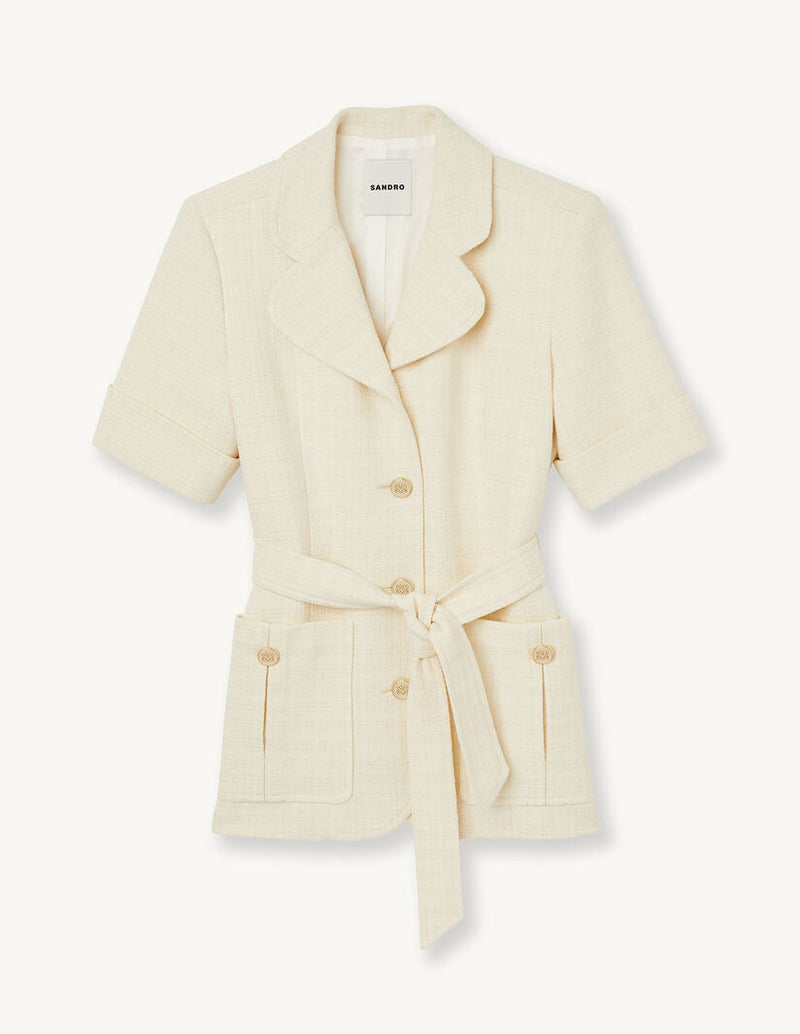 Chaqueta de tweed de manga corta