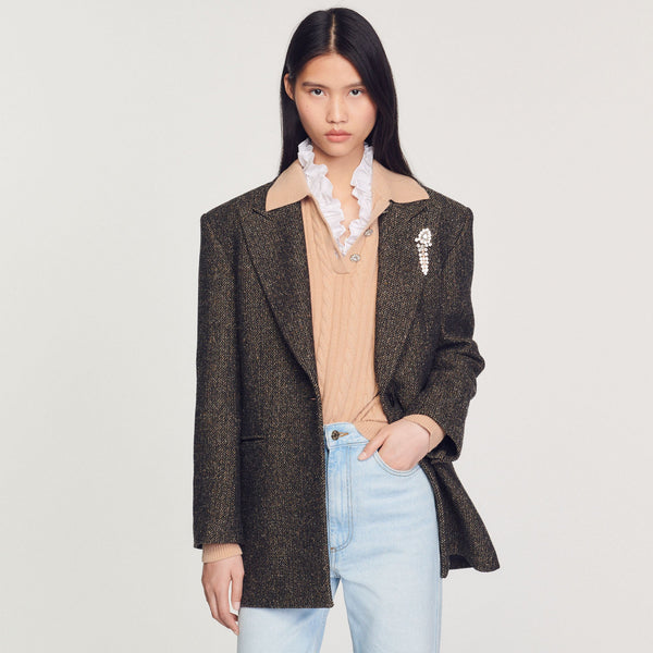 Sandro | Chaqueta de sastre con broche joya para mujer.
