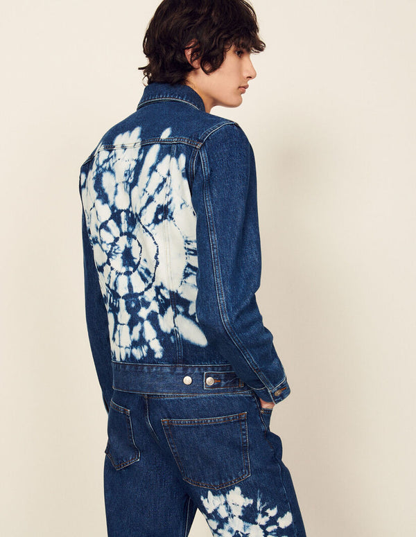 Chamarra De Mezclilla Trucker Tie Dye Azul Denim