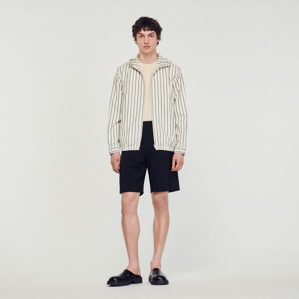 Sandro | Chaqueta de rayas con gorro para hombre.