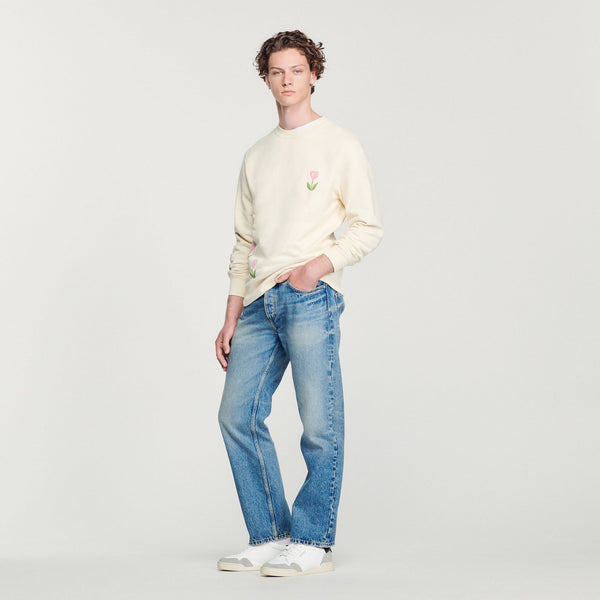 Sandro | Sudadera bordada con motivo de tulipanes para hombre.