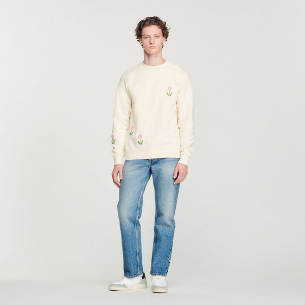 Sandro | Sudadera bordada con motivo de tulipanes para hombre.