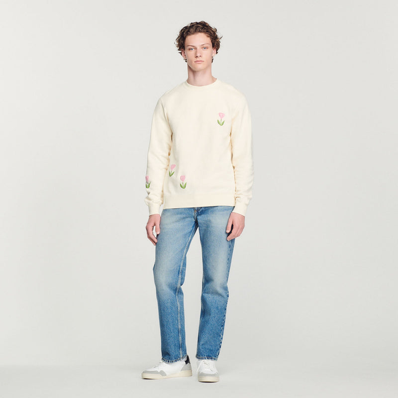 Sandro | Sudadera bordada con motivo de tulipanes para hombre.
