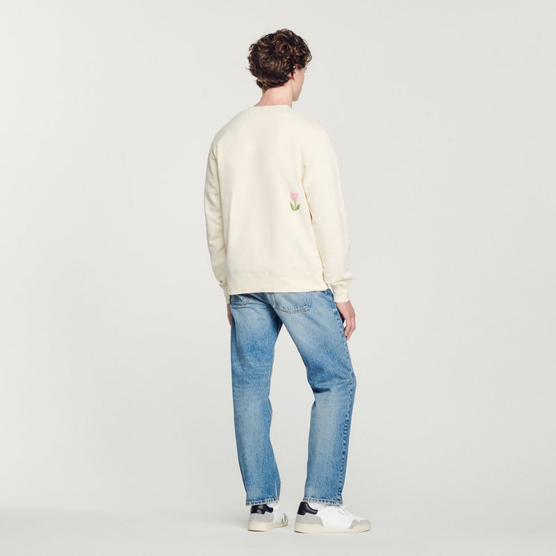 Sudadera bordada con motivo de tulipanes