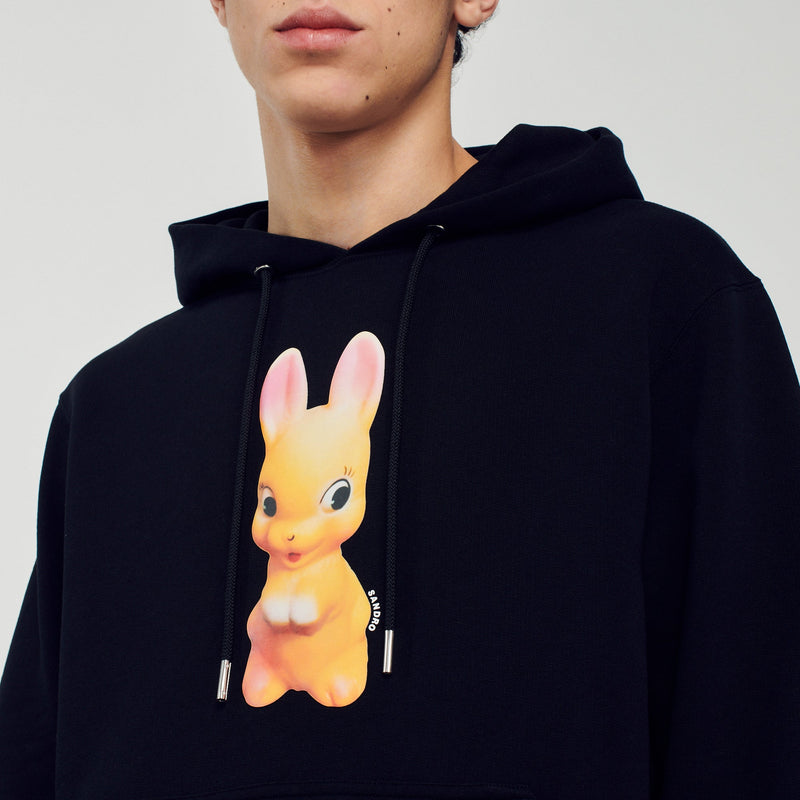 Sandro | Sudadera con capucha, estampado conejo para hombre. 