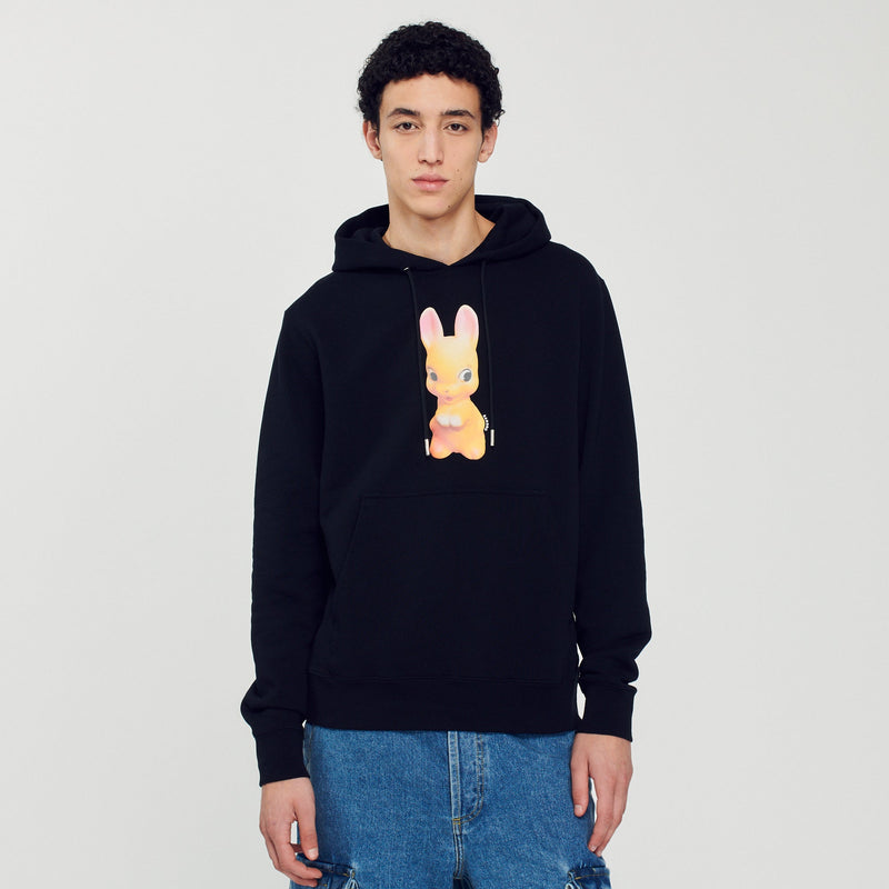 Sudadera con capucha, estampado conejo