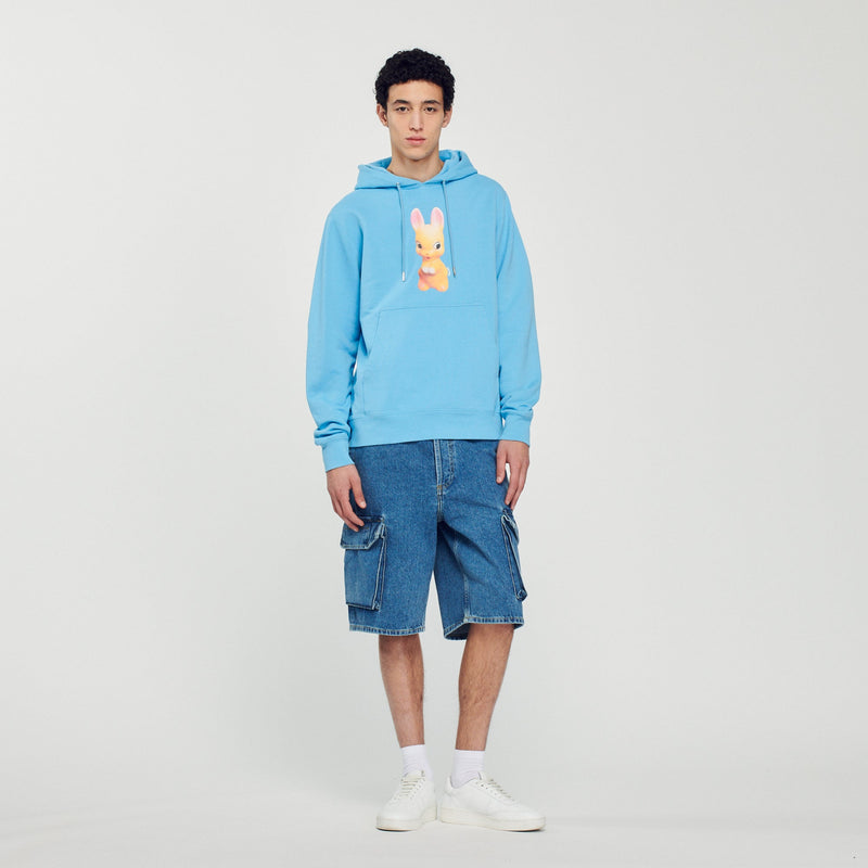 Sandro | Sudadera con capucha, estampado conejo para hombre. 
