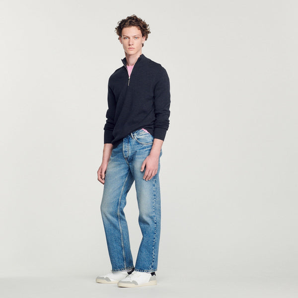 Sandro | Jersey de lana con cuello con cremallera para hombre.