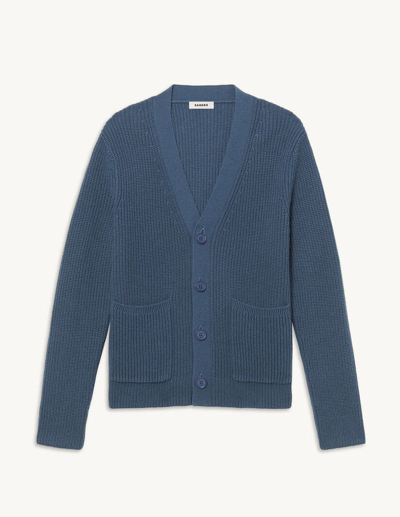 Tejido Cardigan Ribs Azul Marino