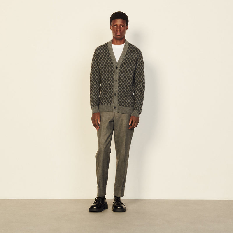Cardigan Check Gris