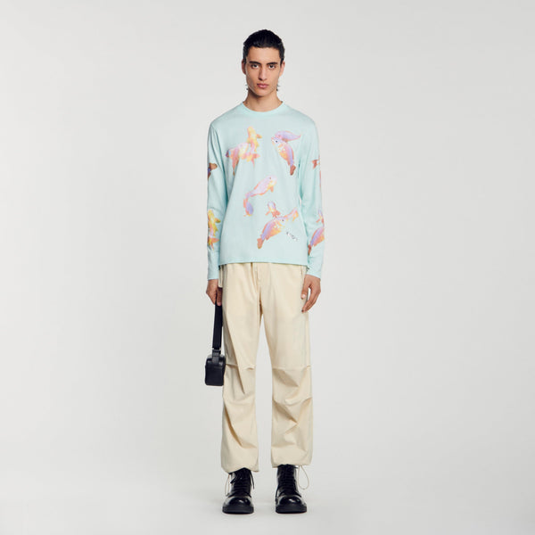 Sandro | Camiseta con estampado de peces para hombre.