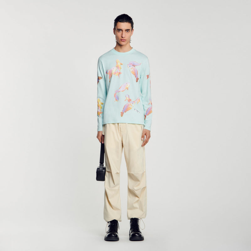 Sandro | Camiseta con estampado de peces para hombre.