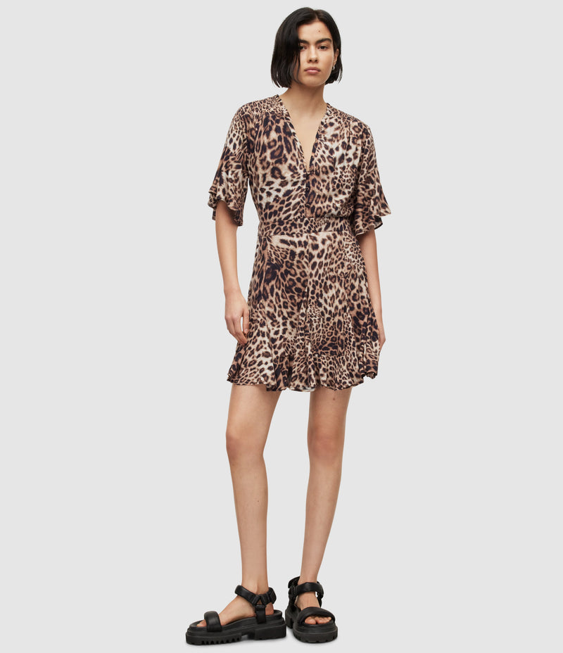 AllSaints | Vestido Dina Animal Brown para mujer