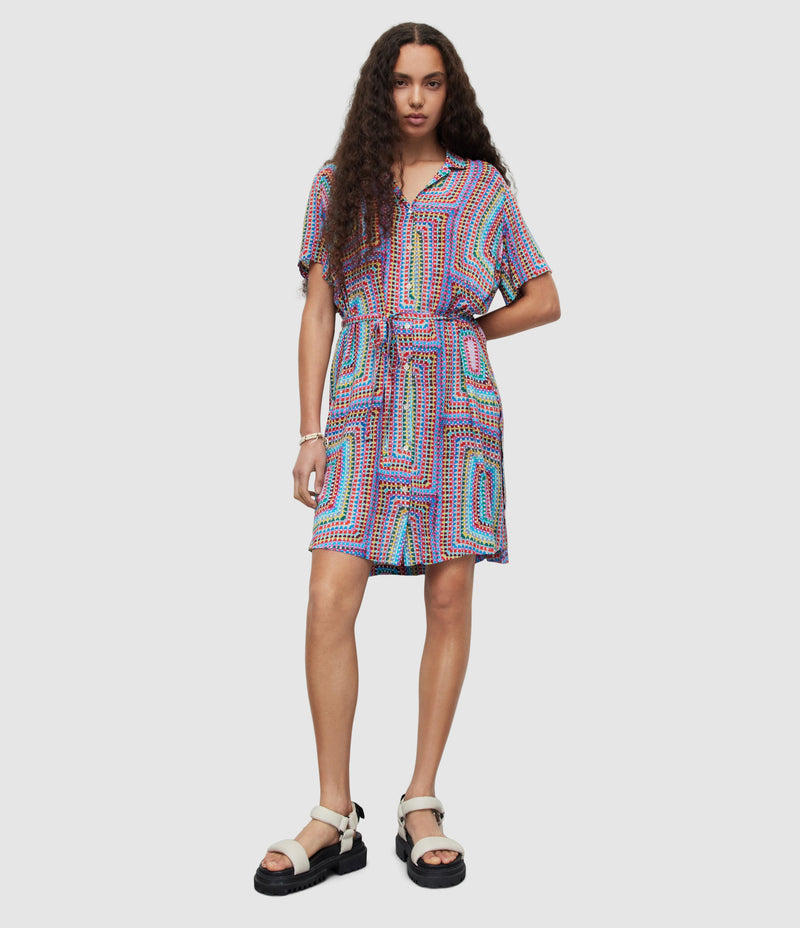 AllSaints | Vestido Athea Rainbow Blue para mujer