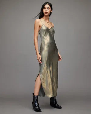 Vestido Rosetta Gold/Khaki Gold