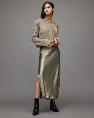 AllSaints | Vestido Rosetta Gold/Khaki Gold para mujer