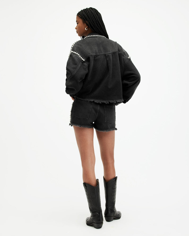 Shorts Heidi Negro Lavado Con tachuelas