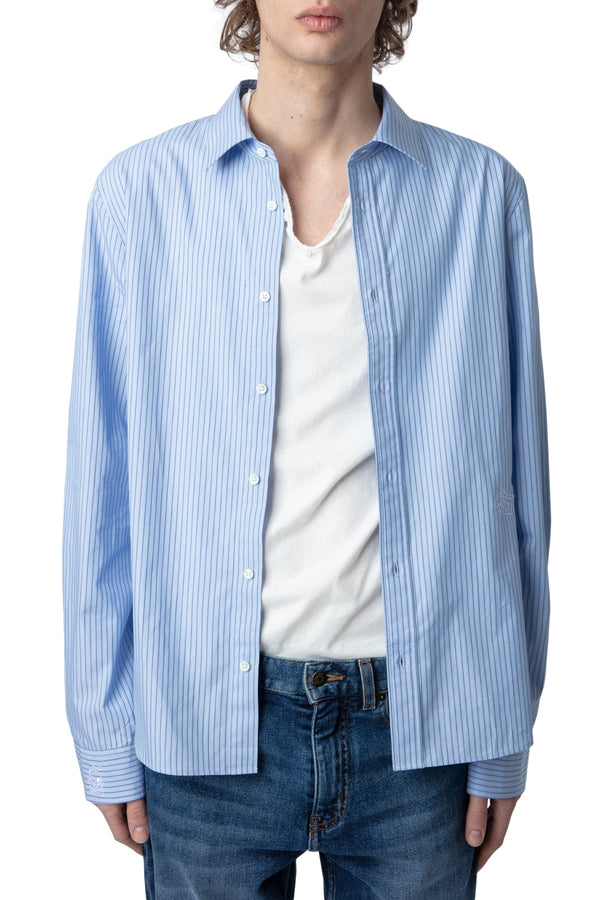 Camisa Stan Popeline Stripe Cielo