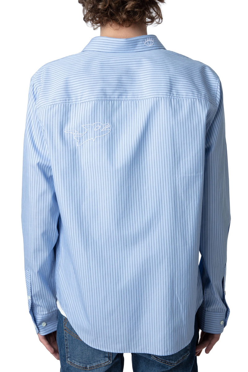 Camisa Stan Popeline Stripe Cielo