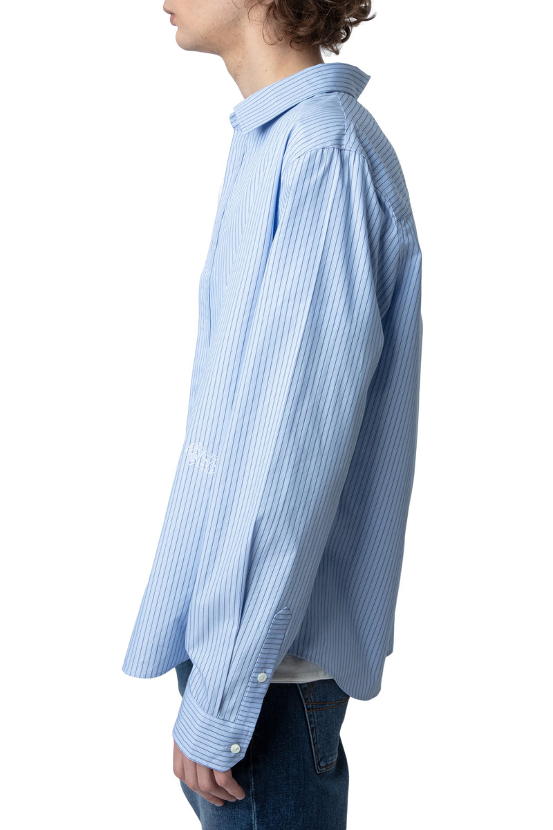 Camisa Stan Popeline Stripe Cielo