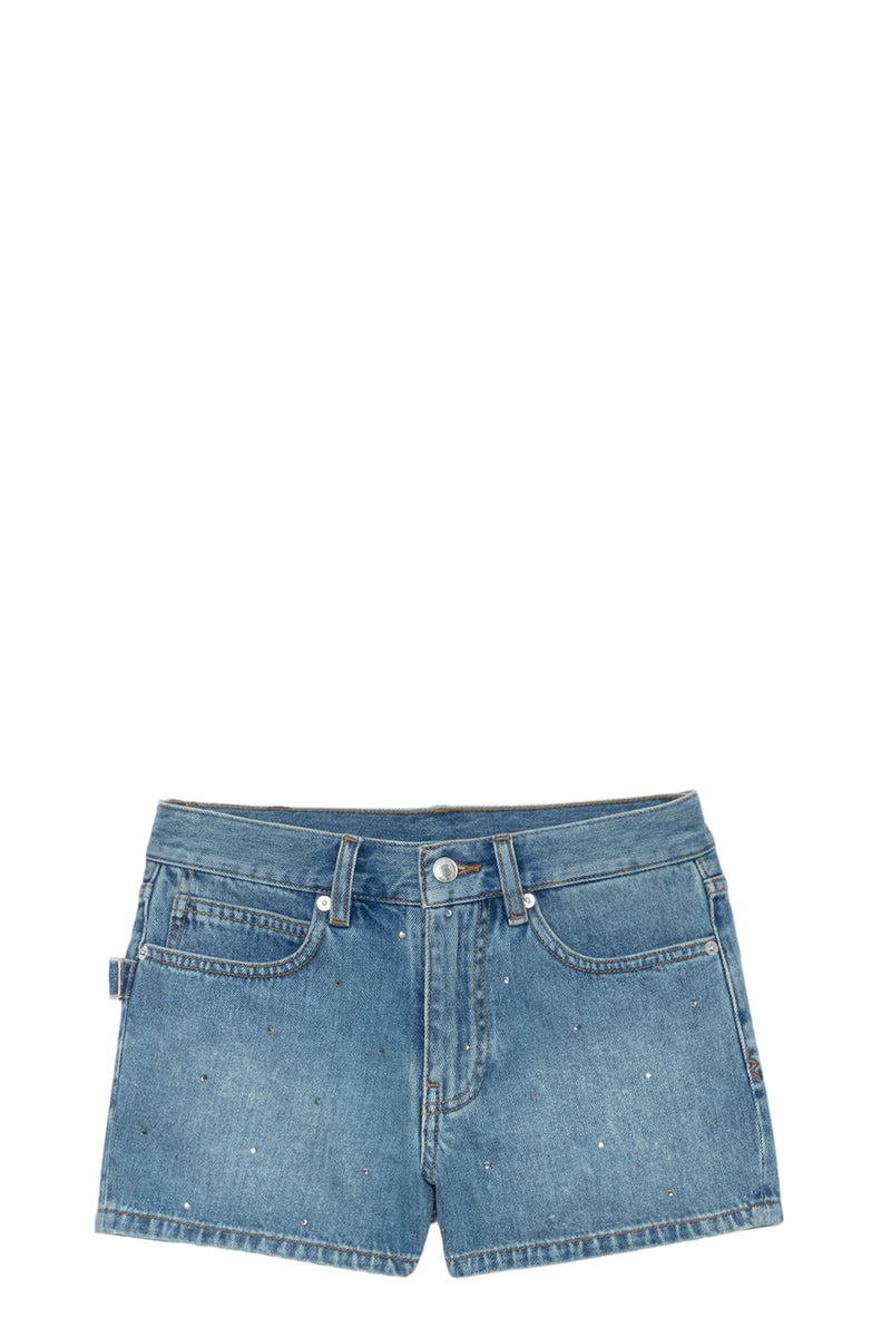 Shorts Sina Denim Eco Strass Azul Claro