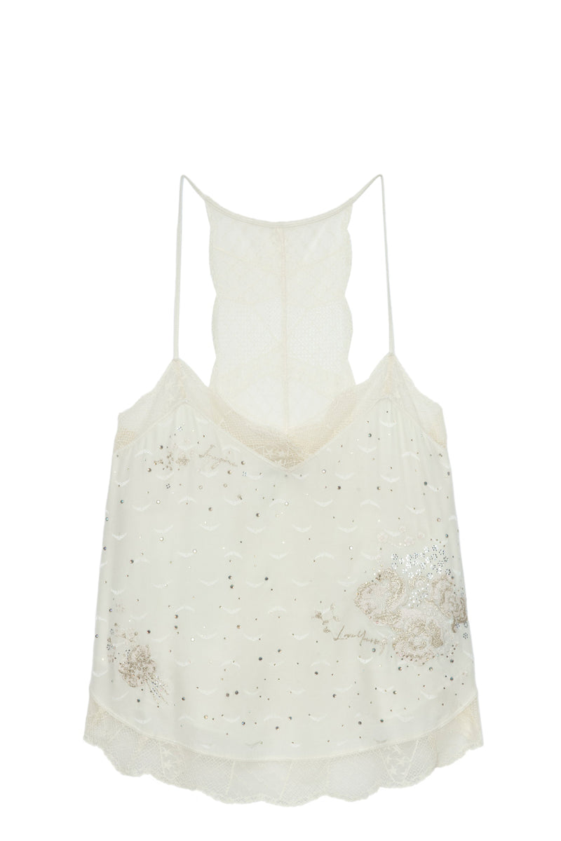 Top Claudy Wings Strass Vanille