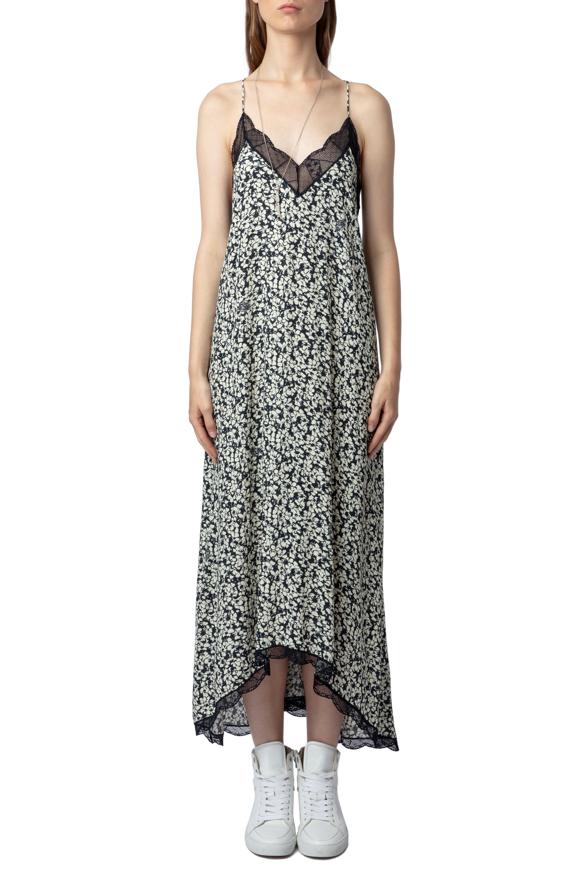 Zadig voltaire vestido risty crepe flowers vainilla para mujer