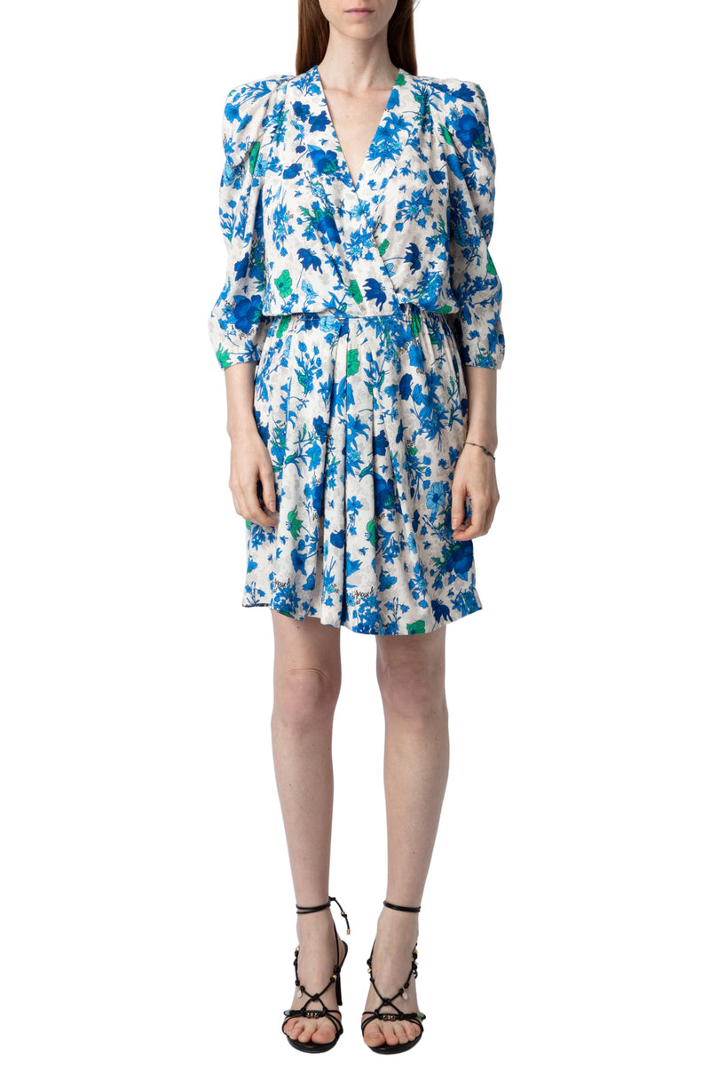 Vestido Ruz Crepe Garden Flowers Ecru
