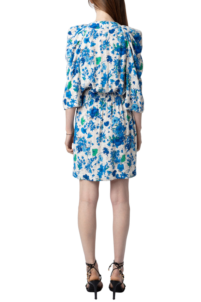 Vestido Ruz Crepe Garden Flowers Ecru