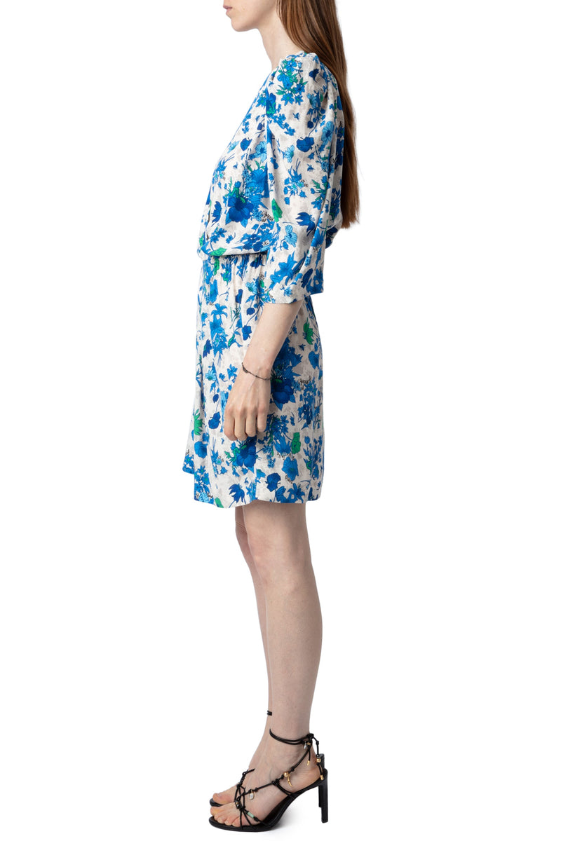 Vestido Ruz Crepe Garden Flowers Ecru