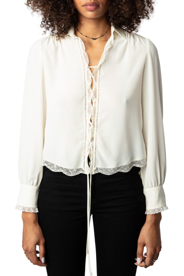 Blusa Topzyl Strass Vanille