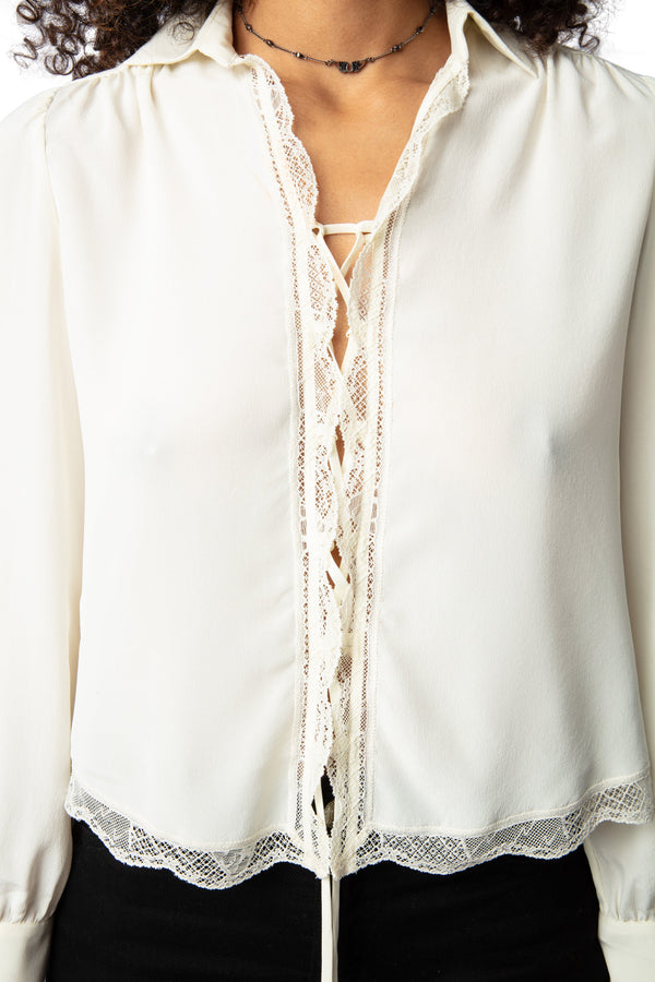 Blusa Topzyl Strass Vanille