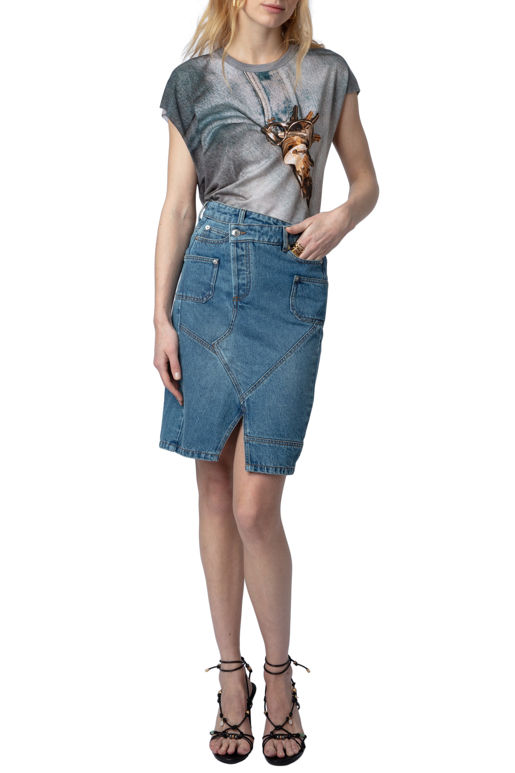 Zadig & Voltaire | Falda Jinko Denim Azul Claro para mujer. – The Style ...