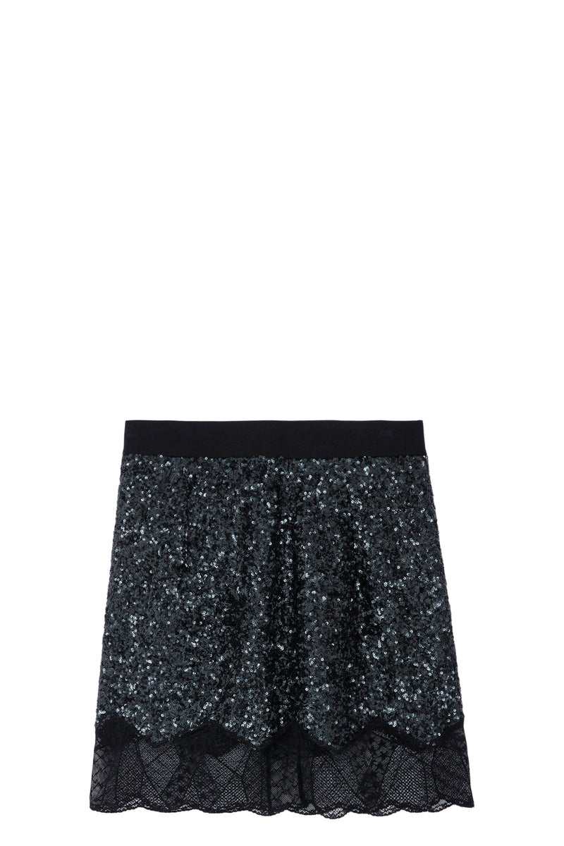 Falda Justicias Sequins Negro