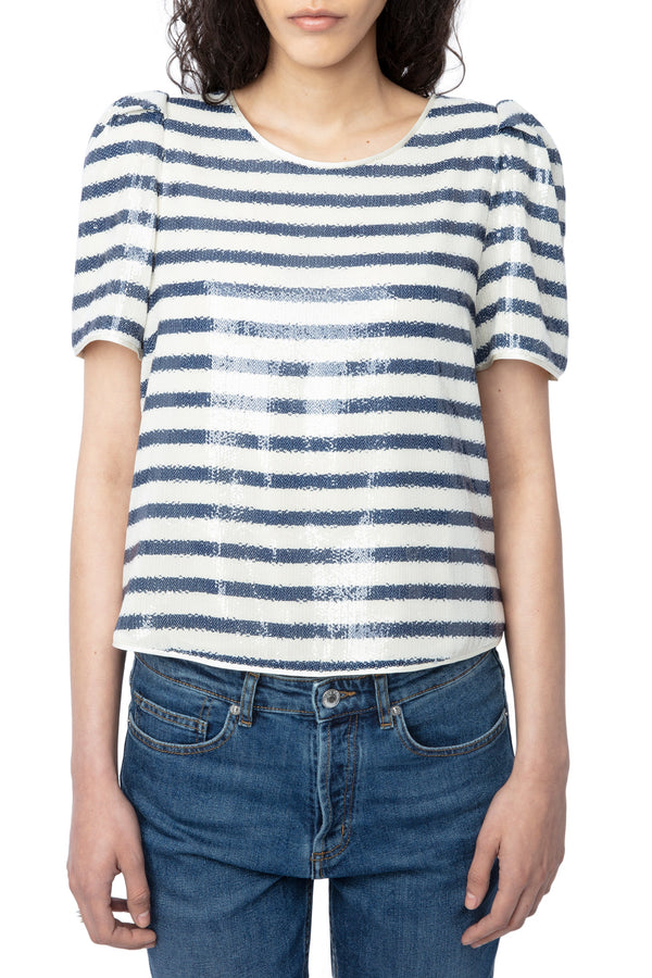 Top Tchao Sequins Stripe Blanco