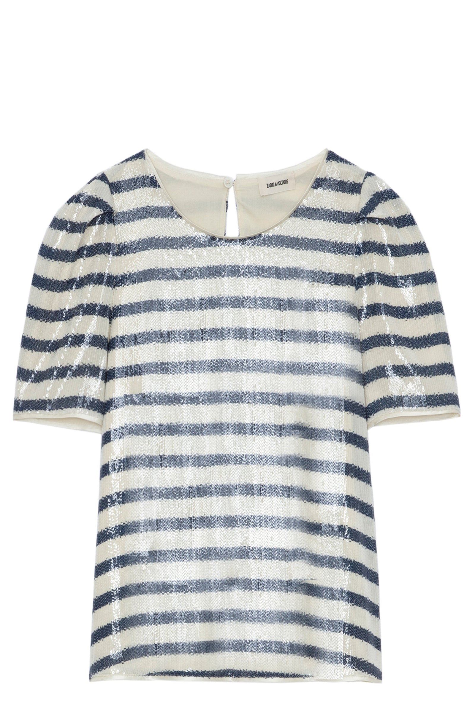 Zadig Voltaire Top Tchao Sequins Stripe Blanco para mujer