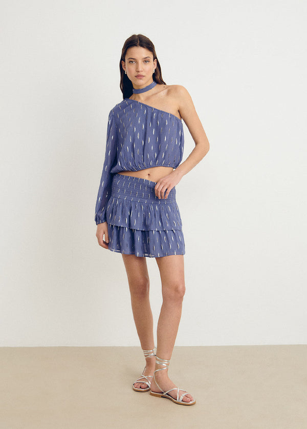 Blusa asimétrica brillo Azul