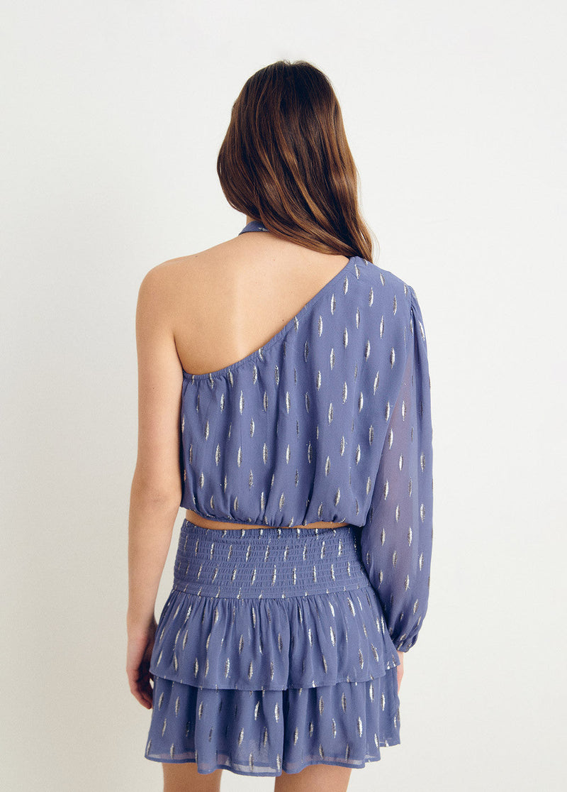 Blusa asimétrica brillo Azul