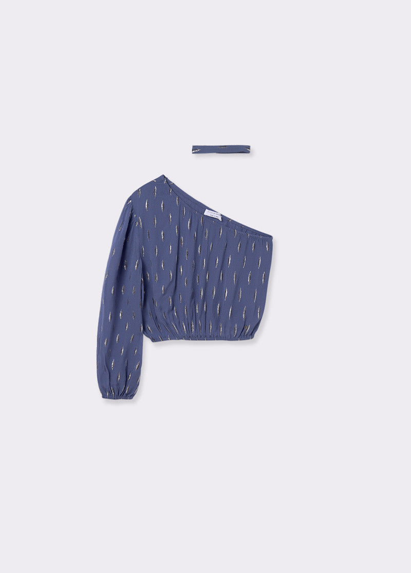 Blusa asimétrica brillo Azul